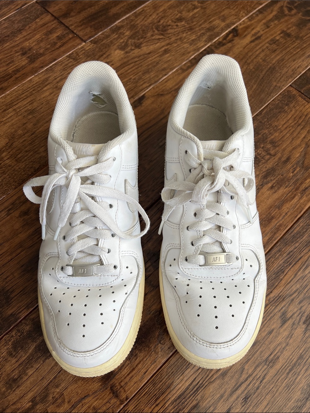 White AF1 Nike Air Leather Sneakers size 10